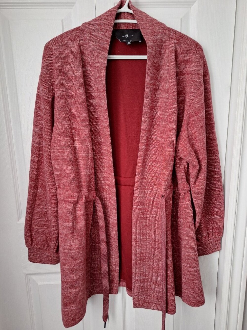 7 For All Mankind Burgundy Cardigan with Belt - Picture 2 of 6